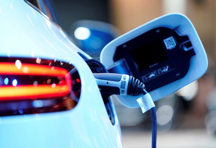 Image: FILE PHOTO: A charging port is seen on a Mercedes Benz EQC 400 4Matic electric vehicle at the Canadian International AutoShow in Toronto